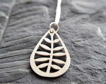 Leaf Pendant Necklace in stainless steel on a sterling silver chain- silver leaf pendant necklace, nature jewelry, gift for nature lover