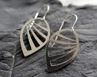 Wing Earrings in stainless steel, silver wing earrings, silver drop earrings, silver dangle earrings, silver earrings, steel earrings