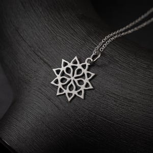 Winzige Silber Sonne Halskette: Edelstahl Anhänger an Sterling Silber Kette, himmlischer Schmuck