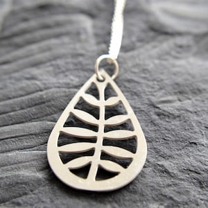 Leaf Pendant Necklace in stainless steel on a sterling silver chain- silver leaf pendant necklace, nature jewelry, gift for nature lover