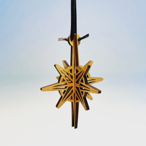 Ster van Bethlehem-kerstboomornament van esdoornhout, poolster, opvouwbaar kerstornament, kerstcadeau, moderne kerst