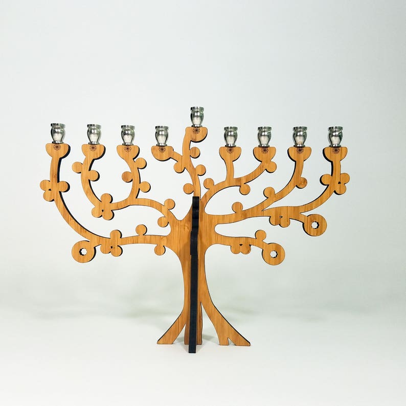 Tree of Life Menorah, Hanukkah, Chanukah, Wood Menorah, Judaica