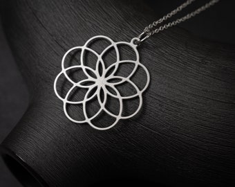 Nature-inspired Dahlia Pendant Necklace in stainless steel- silver flower pendant, flower necklace, nature jewelry, perfect gift for her
