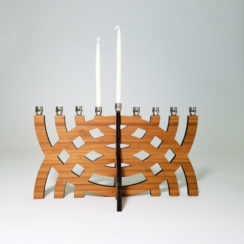 Intersecting Arcs Menorah, Hanukkah, Chanukah, Wood Menorah, Judaica, Hanukkah Decoration, Jewish Holiday, Jewish Gift, Travel Menorah image 1