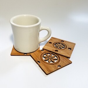 Minton Coasters in eco friendly bamboo, trivet, table accents, housewarming gift, wood coasters, barware, drinks, cocktail accessories image 2