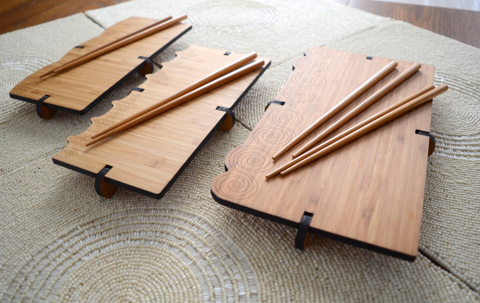 Bamboo Sushi Serving Sets, Sushi Board and Chopsticks, Wood Sushi Set