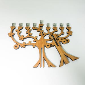 Tree of Life Menorah, Hanukkah, Chanukah, Wood Menorah, Judaica, Hanukkah Decoration, Jewish Holiday, Jewish Gift, Travel Menorah image 3