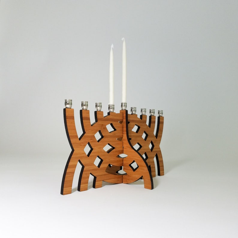 Intersecting Arcs Menorah, Hanukkah, Chanukah, Wood Menorah, Judaica