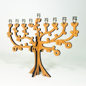 Tree of Life Menorah, Hanukkah, Chanukah, Wood Menorah, Judaica, Hanukkah Decoration, Jewish Holiday, Jewish Gift, Travel Menorah image 1