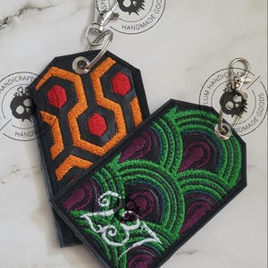 Horror Hotel Carpet Luggage Tag: Vegan Vinyl Travel Keychain