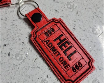 A ticket to Hell highway to Hell funny keychain keyfob luggage tag gag gift cute gothic keyring 666 mark of the beast travel accessory