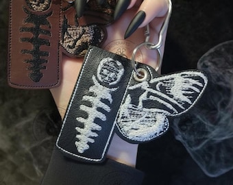 Moth Wing Lighter Case Keychain - Vegan Leather Goth Accessory