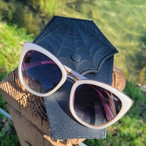 Extra wide Spider web eyeglasses case  goth travel accessories gifts for her gothic accessories eyeglasses sunglasses coffin spider emo goth