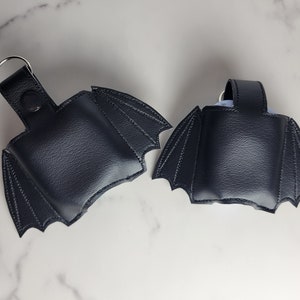 Bat crazy vegan vinyl faux leather black demon wing air bud  case keychain goth accessories alternative keyfob emo accessory headphone ear.