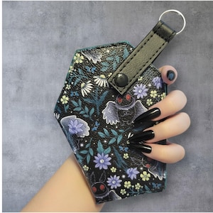 Mothman small coffin wallet with keyring attachment gothic handmade accessories for travel