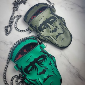 Frankenstein Vinyl Crossbody Bag, Pastel Goth Monster Clutch
