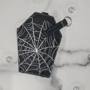 Billetera tipo ataúd con 3 tarjetas, minitarjetas que brillan en la oscuridad, telaraña, accesorios góticos, tarjetero de Halloween, regalo de Navidad, billetera tipo ataúd plegable mini