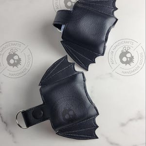 Bat crazy vegan vinyl faux leather black demon wing air bud  case keychain goth accessories alternative keyfob emo accessory headphone ear.