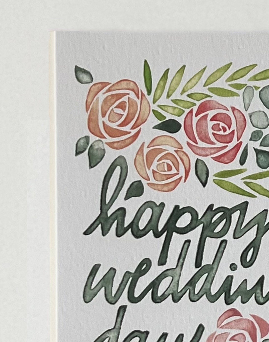Happy Wedding Day Watercolor Greeting Card - Etsy