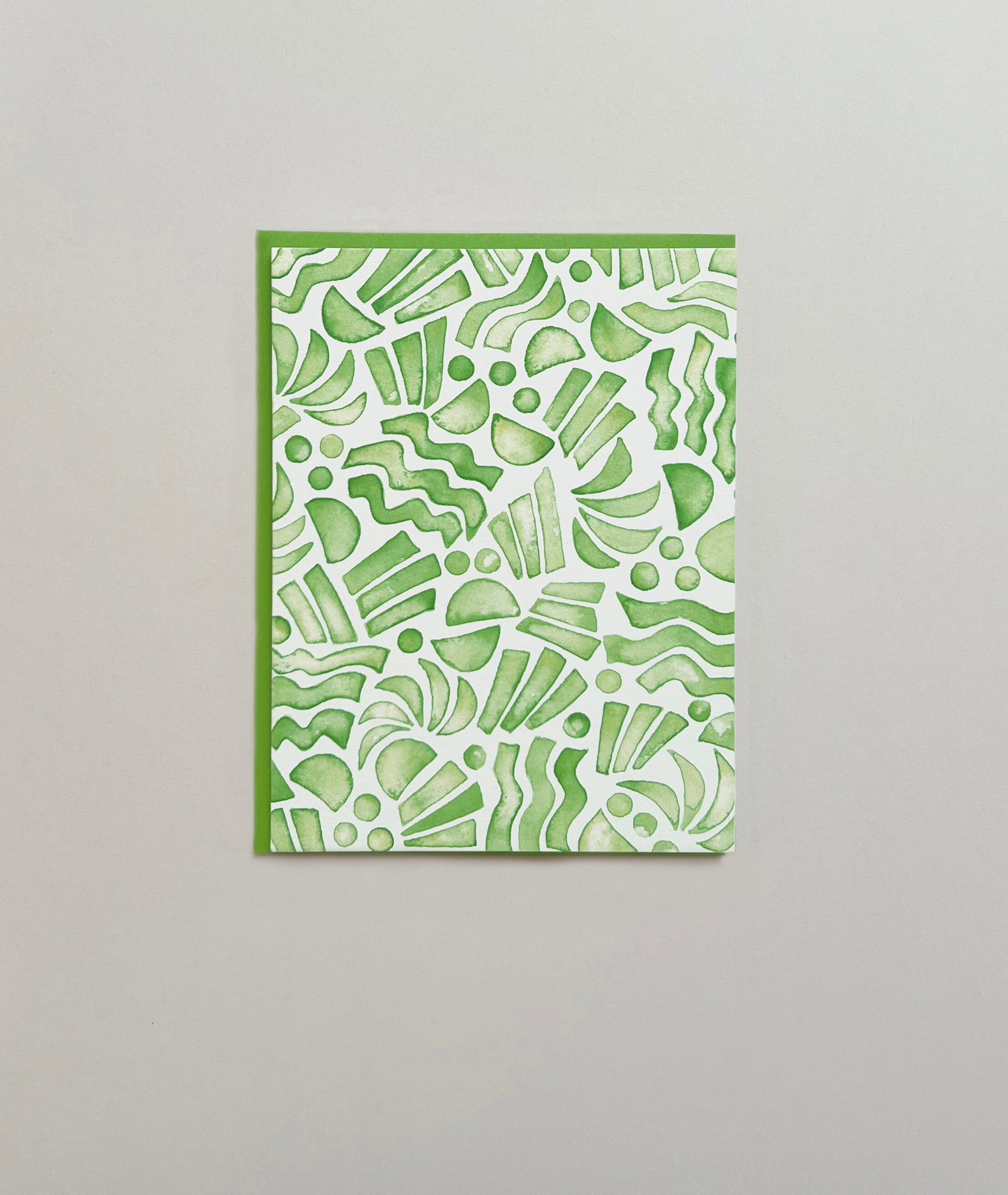 Green Funky Shapes Greeting Card