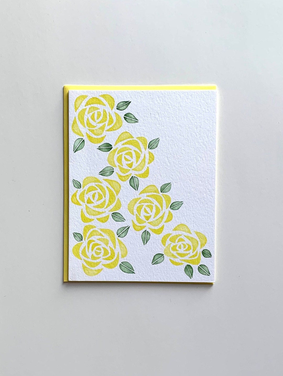 Modern Yellow Roses Greeting Card - Etsy