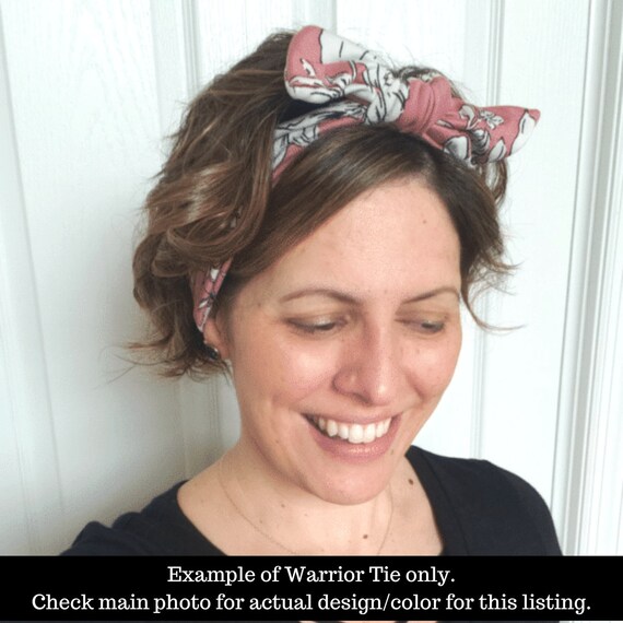 Tied Fabric Headband Peach Floral Warrior Tie , Fierce Wear  display picture 1