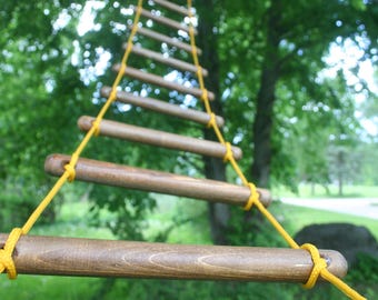 climbing rope ladder 0.8 feet (25 cm) wide 3-30 feet (1-10 m) long, handmade tree house ladder, touwladder, strickleiter, échelle de corde,