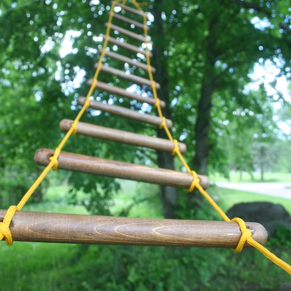 escalera de cuerda de escalada 0,8 pies (25 cm) de ancho 3-30 pies (1-10 m) de largo, escalera de casa de árbol hecha a mano, touwladder, strickleiter, échelle de corde,