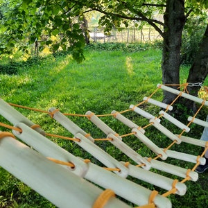 Fun rope ladder and climbing net crossover