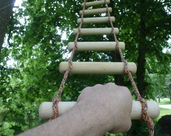 bulky rope ladder 0.7 feet (9") (23cm) wide, 3-30 feet (1-10 m) long, handmade tree house ladder, touwladder, strickleiter, échelle de corde