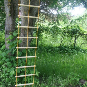 double rope ladder 1.3 feet (40 cm) wide 3-30 feet (1-10 m) long, handmade tree house ladder, touwladder, strickleiter, échelle de corde,