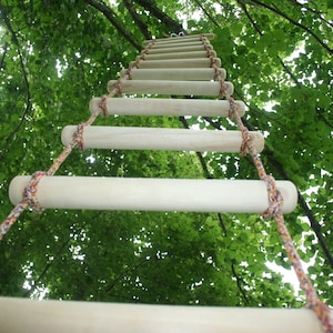 bulky rope ladder 1,1 feet (31 cm) wide, 3-30 feet (1-10 m) long, handmade tree house ladder, touwladder, strickleiter, échelle de corde
