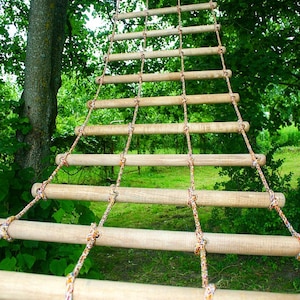 bulky strong rope ladder 2 feet wide with 4 ropes