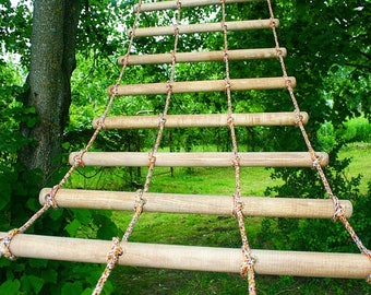 bulky strong rope ladder 2 feet wide with 4 ropes