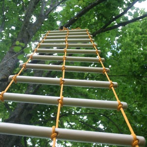 double rope ladder 1.4 feet (43 cm) wide 3-30 feet (1-10 m) long, handmade tree house ladder, touwladder, strickleiter, échelle de corde,