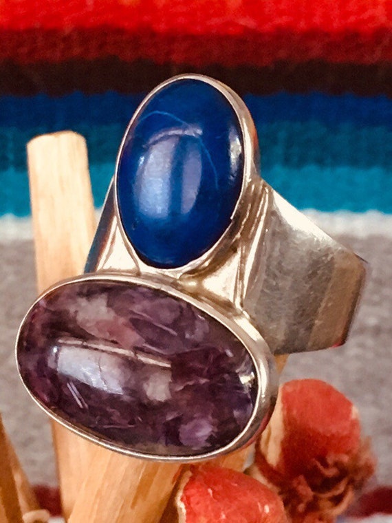 Lapis Amethyst Sterling Silver Ring