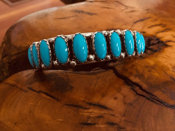 Zuni Turquoise Sterling Silver Cuff Bracelet - image 1