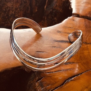 Three Strand Sterling Silver Cuff Bracelet