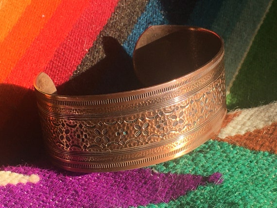 Solid Copper Cuff Bracelet With Native American S… - image 1
