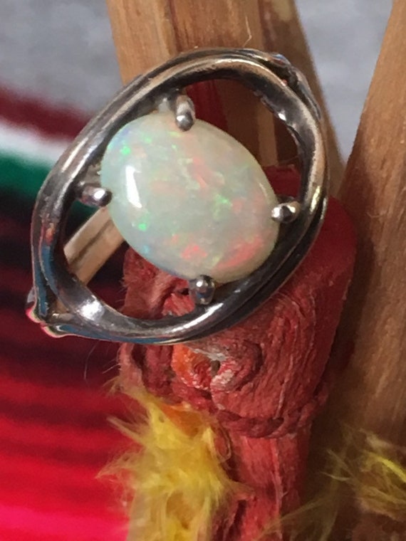 Fire Opal Sterling Silver Ring - image 1