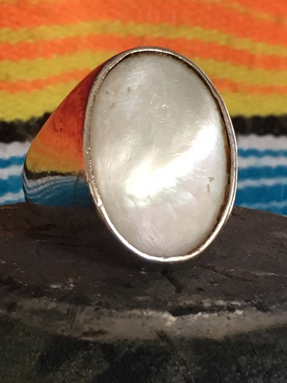 Mother of Pearl Sterling Silver Ring - image 1