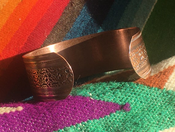 Solid Copper Cuff Bracelet With Native American S… - image 2