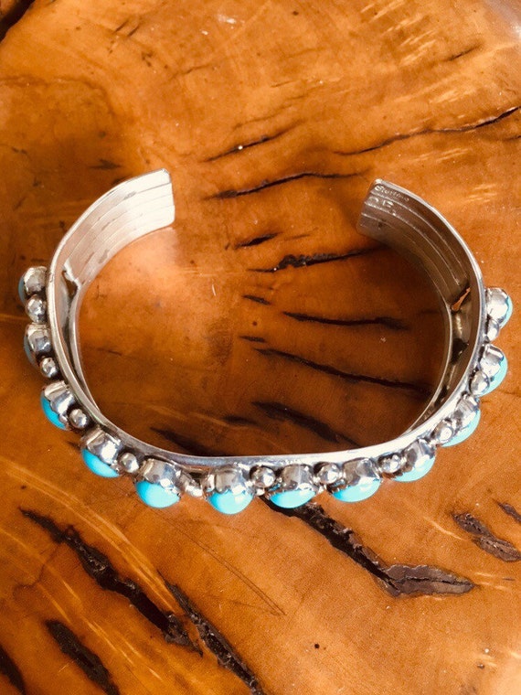 Zuni Turquoise Sterling Silver Cuff Bracelet - image 3