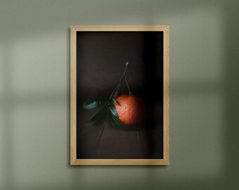 Still Life with Mandarin, Painterly Photographic Print, Kitchen Wall Art Print