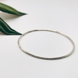 Bracelet jonc martelé en argent sterling - Bracelet jonc effet martelé en argent sterling pour femmes/femmes