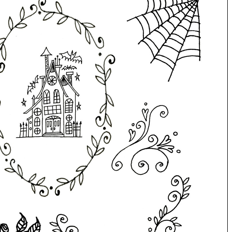 Halloween haunted house embroidery patterns printable set of  etsy