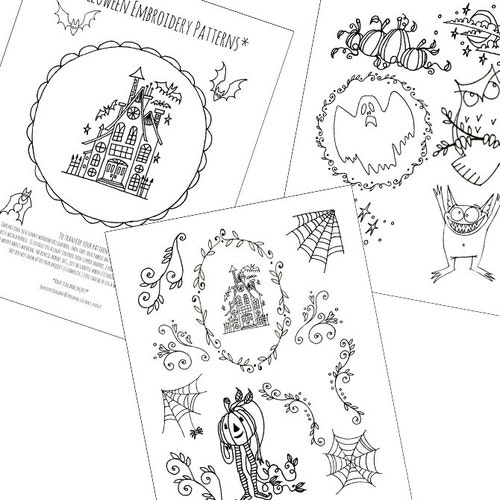 Halloween Embroidery Patterns Printable Set of Digital - Etsy
