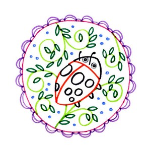 Ladybug Lady Bug Embroidery Pattern Printable Digital Downloadable Hand Embroidery 0072