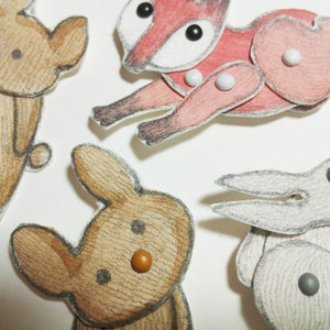 Woodland Animal Paper Dolls Puppets Patterns Articulated Mechanical Animals Fox Rabbit Easter Bunny Bear Printable Digital Downloadable 0064