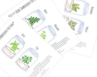 Zestaw wzorów do haftu ziołowego w słoiku Mason Garden Digital Downloadable PDF Hand Embroidery 0087